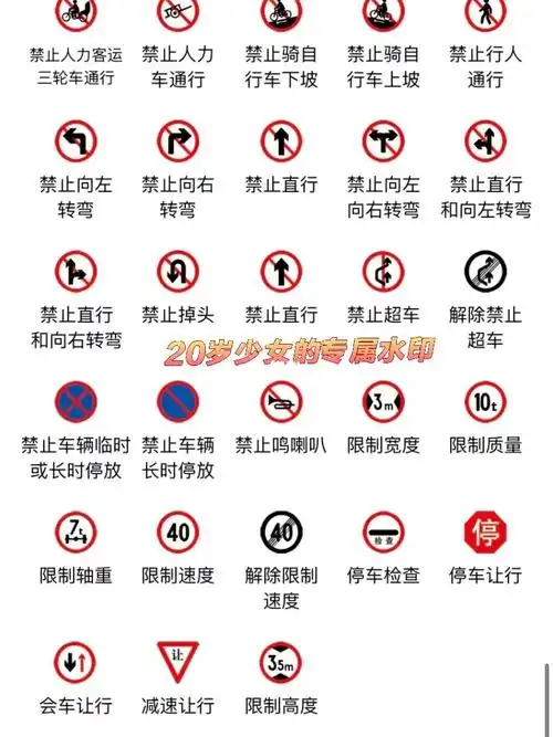 指示符号,禁止符号,警告符号_科目一_驾校_驾校技巧考试科目一_汽车