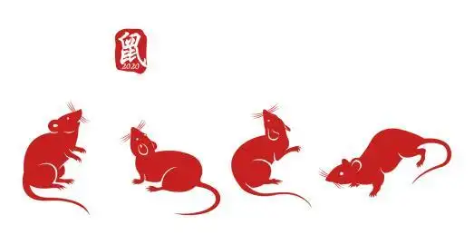 萌萌的小老鼠剪影创意矢量图