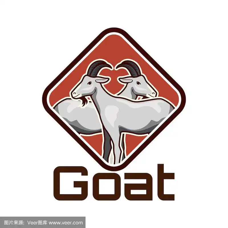 山羊标志孤立在白色背景.矢量图