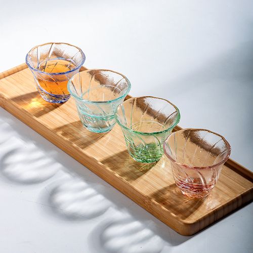 日式彩点清酒杯原色玻璃果酒杯日料烧酒杯家用高颜值少女梅酒杯子