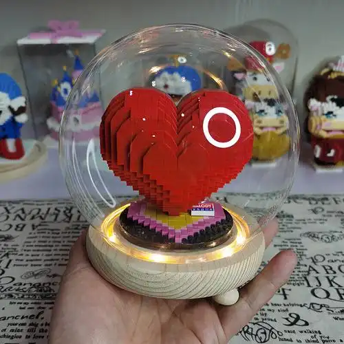 定制2021新款爱心积木模型520情人节男女朋友礼物1兼容乐高微颗粒拼装