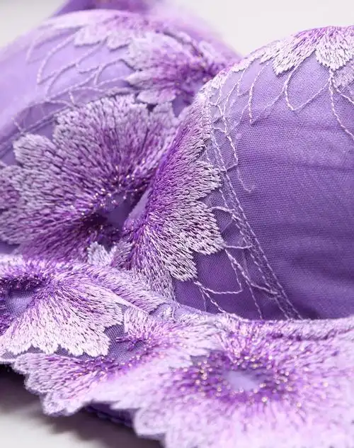 梦芭蒂moonbadi女士内衣专场无钢圈紫色花言花语舒适聚拢3/4中模杯