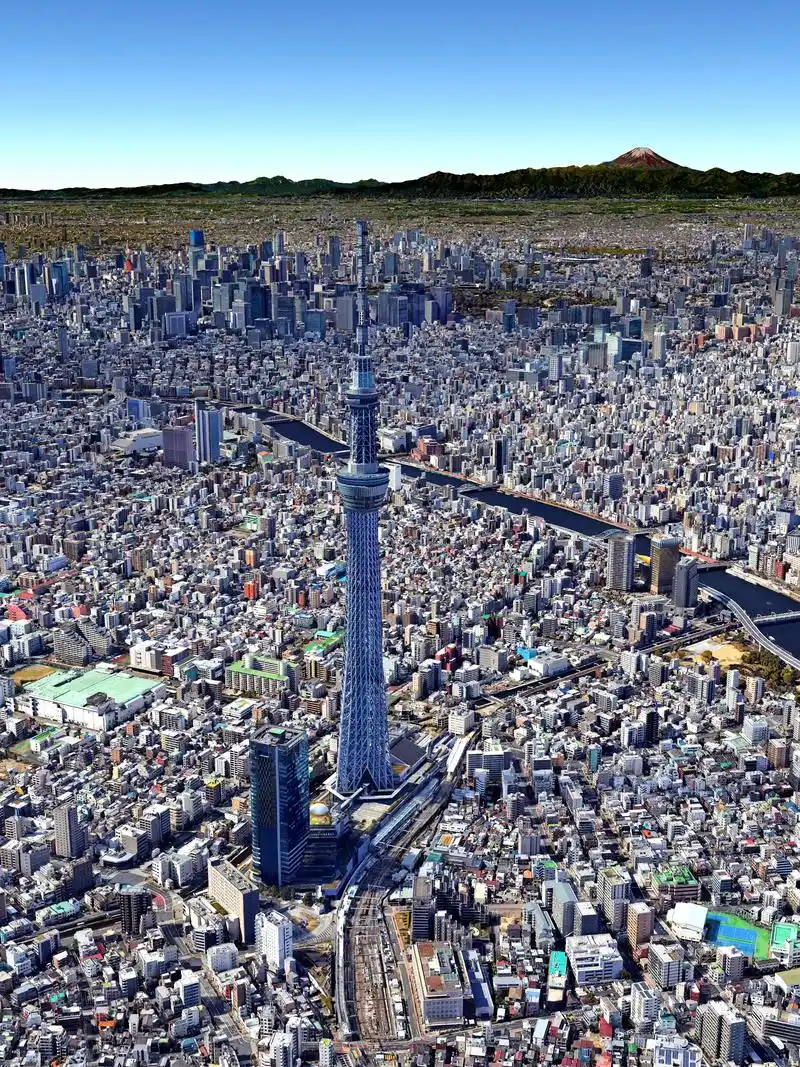 东京塔和东京晴空塔 东京两座著名塔式地标.