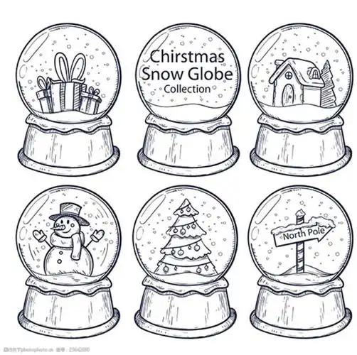 六款手绘圣诞节水晶球
