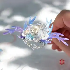 龙女卿尘 金步摇原创龙角发钗古风汉服发冠汉服顶钗古典头饰发饰