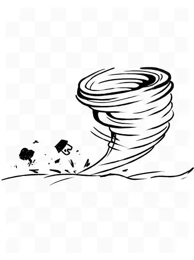 手绘素描龙卷风免抠 i>png /i>透明图层素材