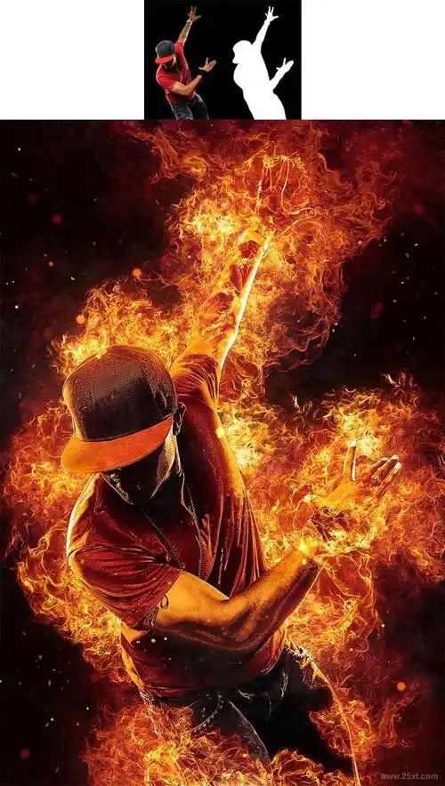 将照片处理成逼真的火焰烈焰燃烧效果的ps动作