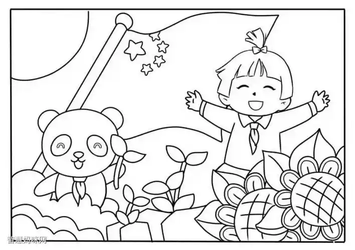 国庆节简笔画绘画步骤