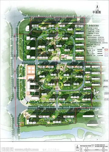 大型居住区规划彩色平面psd分层