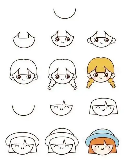 可爱简单小女孩简笔画