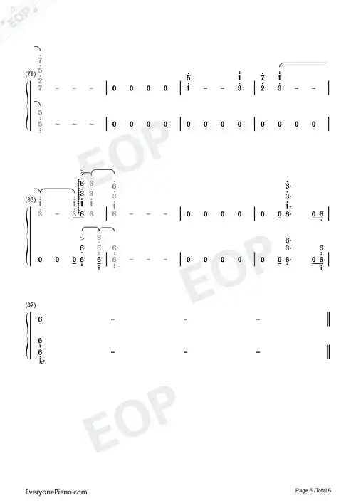 我的天空-青春派主题曲双手简谱预览6-钢琴谱文件(五线谱,双手简谱