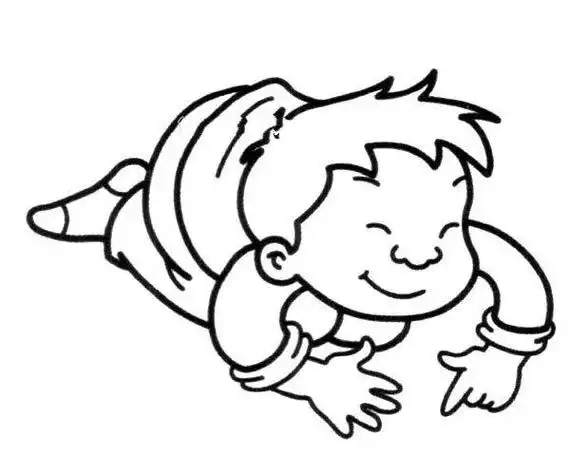 趴在草地上的小孩简笔画