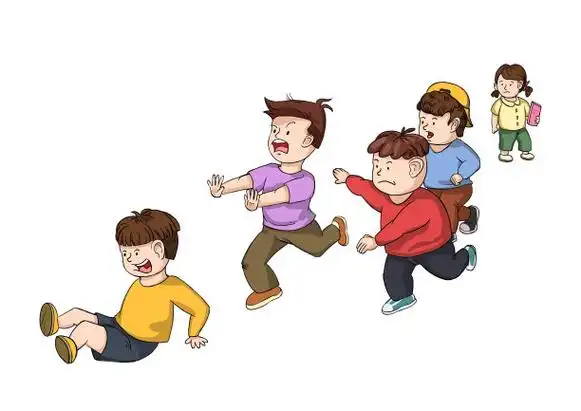 手绘人物儿童追逐摔倒奔跑卡通插画设计元素图片