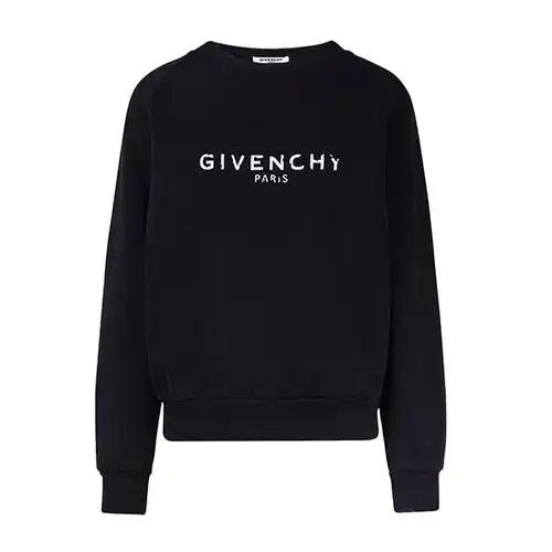 givenchy/纪梵希 黑色做旧字母logo全棉女卫衣 bw70523z0l 001