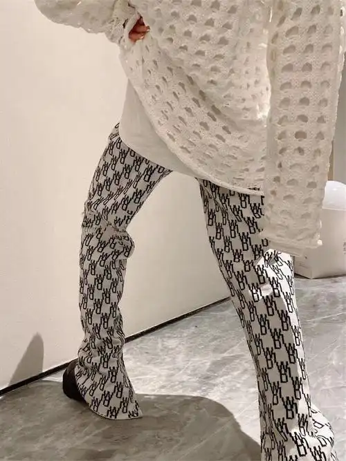 休闲裤网红爆款welldone字母针织直筒休闲裤