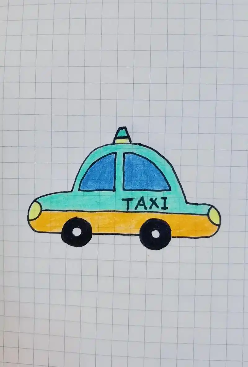 出租车简笔画.说说你的城市出租车都是什么颜色?#简笔画 #画 - 抖音