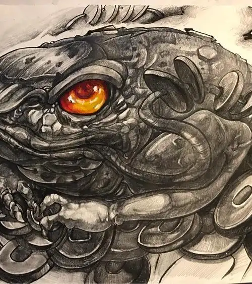 金蟾_纹身图案手稿图片_姜杨的纹身作品集