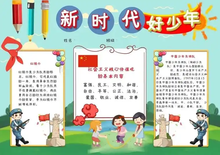新时代好少年手抄报模板来了,家长们收藏起来吧#新时代好少年# - 抖音