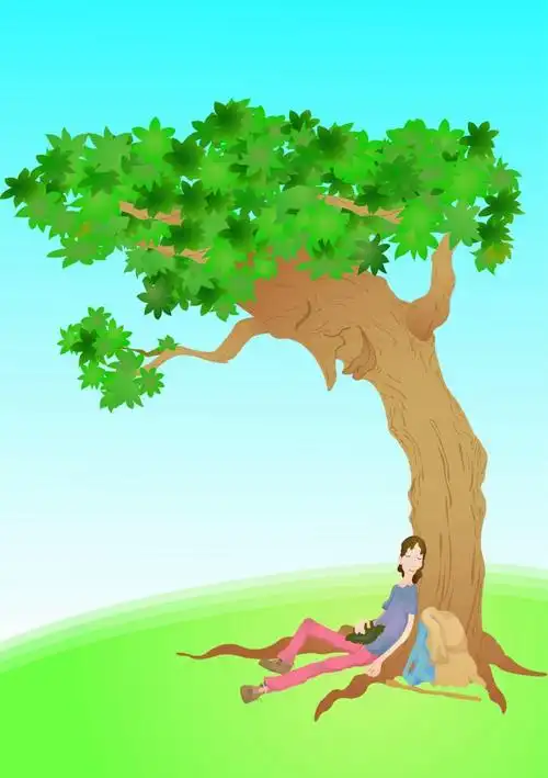 一个人靠在树下面