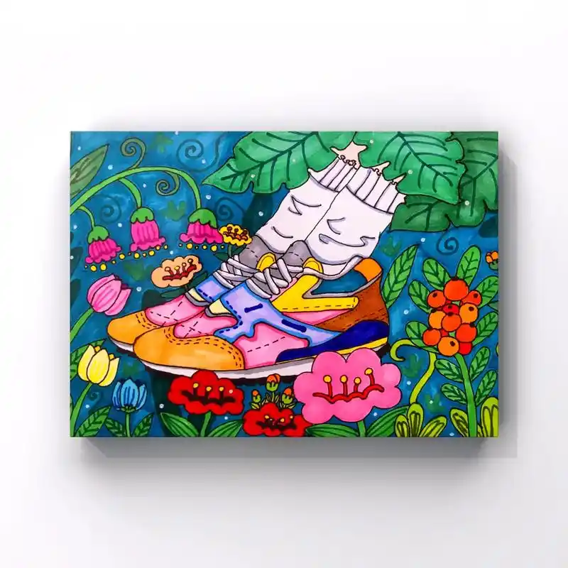 少儿创意绘画春天的脚步鞋子创意绘画