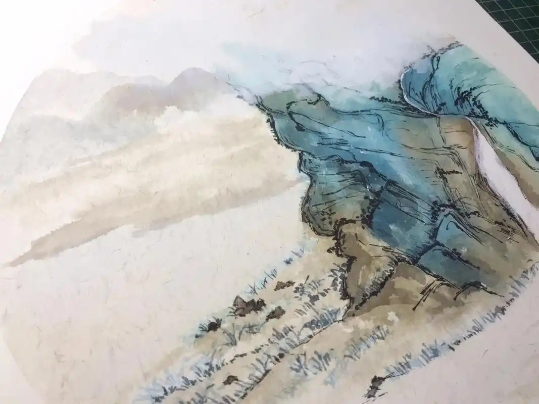 有点迷忙#水彩 #手绘 #画渣日常 #画画 #山水画 - 抖音