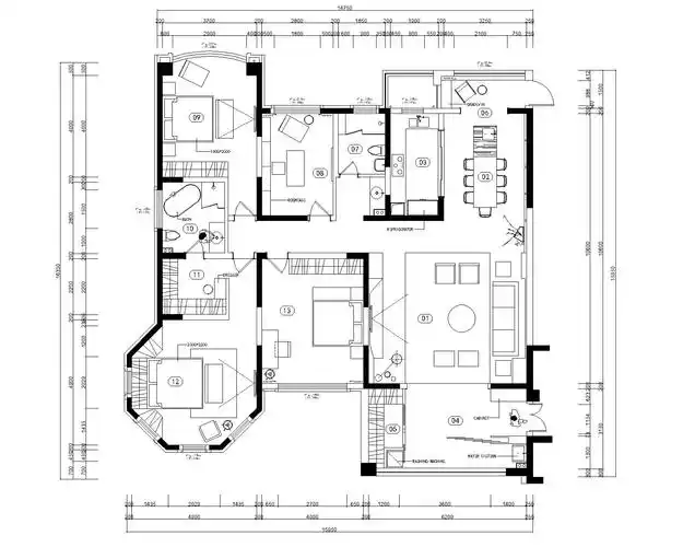 低层建筑全套cad图纸资料下载-君临新城三居室样板房室内装修全套施工