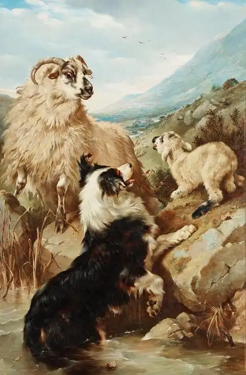 描绘牧场动物系列的油画可爱之极