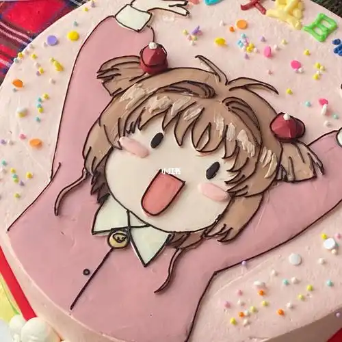 魔卡少女樱手绘蛋糕