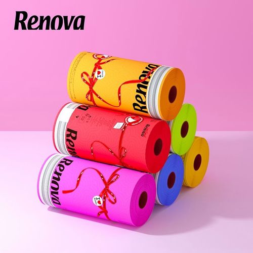 renova葡萄牙进口彩色厨房食物专用纸巾家用吸水吸油纸卷纸 单卷