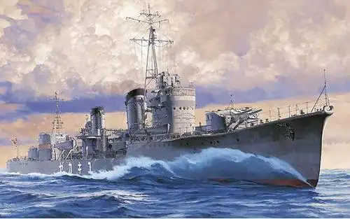 这幅画作表现了萨马岛海战中美军"约翰斯顿"号驱逐舰冒