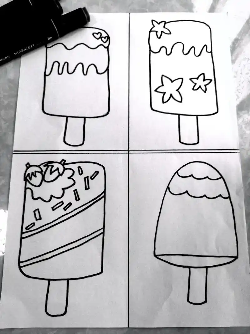 第6集  冰棍雪糕简笔画.#图文伙伴计划 #一起学画画96# - 抖音