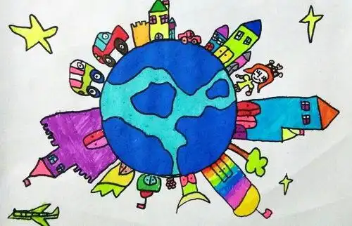 少儿书画作品-美丽的地球/儿童书画作品美丽的地球欣赏_中国少儿美术