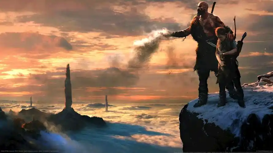 4k《战神god of war 2017》父与子原始社会弓箭手超高清壁纸