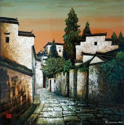 徽州民居系列一_漆画系列_范福安作品展_范福安在线作品_范福安官方