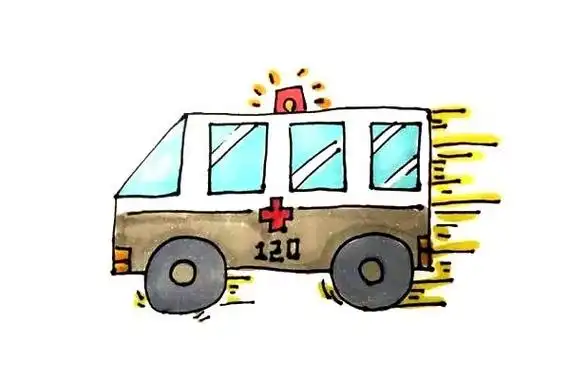 幼儿学画飞驰的120救护车简笔画步骤图文教程