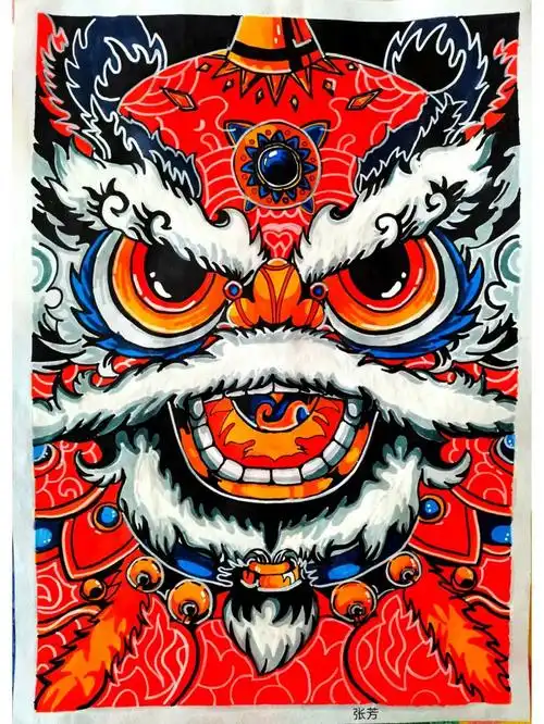 马克笔手绘醒狮