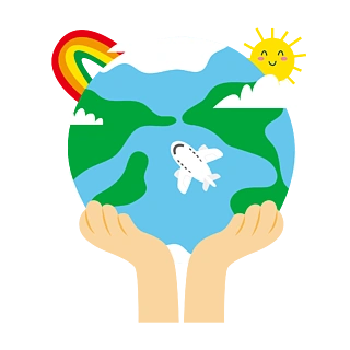 卡通手托着地球环境保护矢量图片