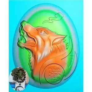 椭圆 狼头 挂件 精雕图jdp浮雕玉雕灰度图电脑雕刻