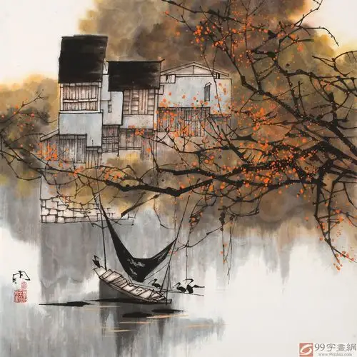 苗雨 四尺斗方《忆江南》 辽宁工美教授 师从吴冠中 - 写意山水画