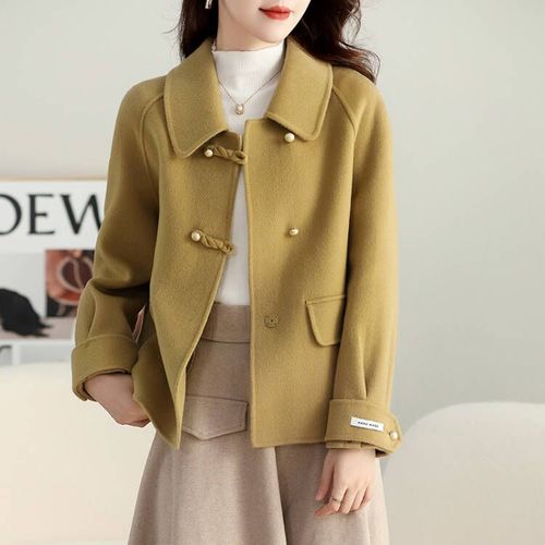 2024短款双面呢双面绒外套大衣上衣时尚宽松秋冬新款小个子呢子 - 17