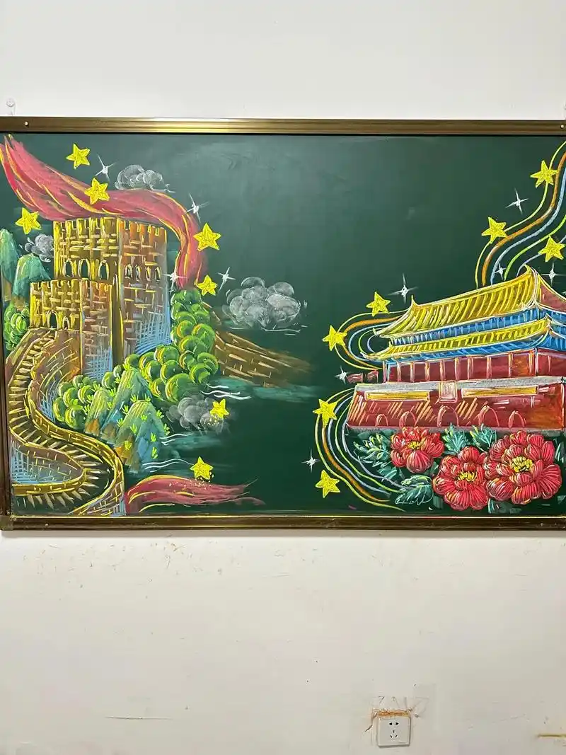 粉笔画(长城和天安门素材步骤图)长城和天安门步骤图#粉笔画  - 抖音