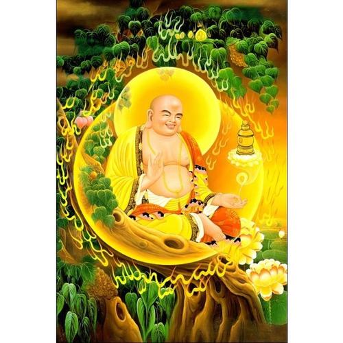 结缘大肚弥勒佛像笑佛画像挂画净土弥勒菩萨弥勒佛贴画纸供奉招财