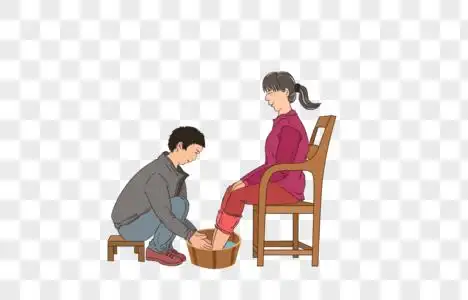 给妈妈洗脚图片素材