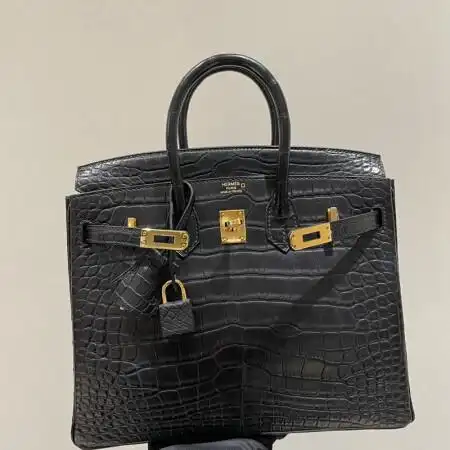 【二手99新】爱马仕(hermes)birkin25鳄鱼皮女士手提包 爱马仕女包