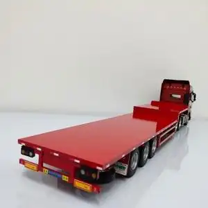 波仔1 24半挂车模型解放j6j7牵引13.75高低平板车卡车模型礼摆件