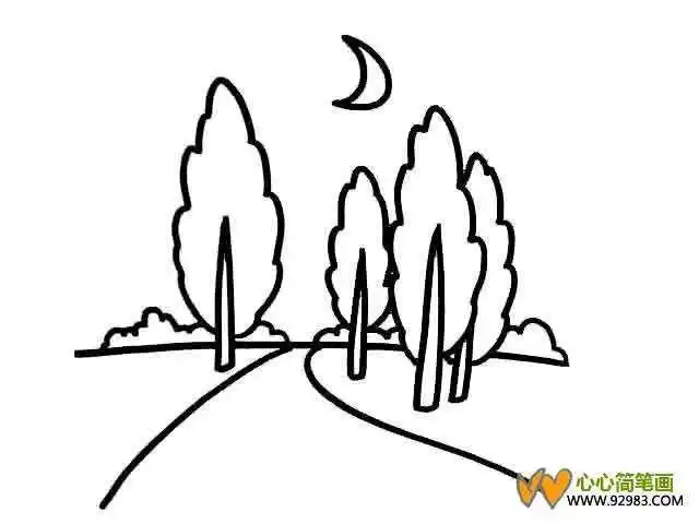 一条弯弯曲曲的小路简笔画