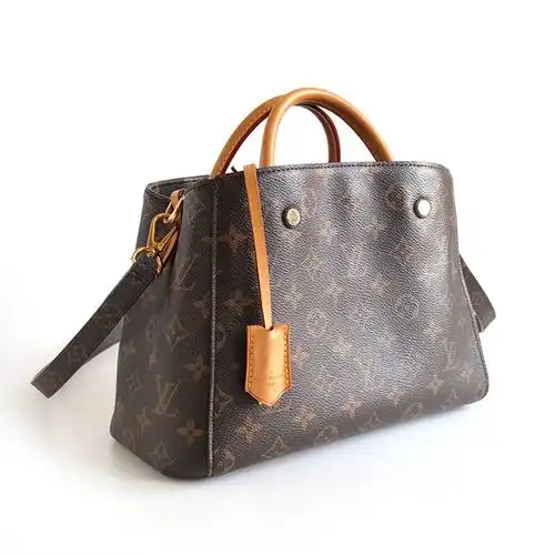 二手正品lv路易威登女包棕色老花蒙田montaignebb手提单肩包lv蒙田包