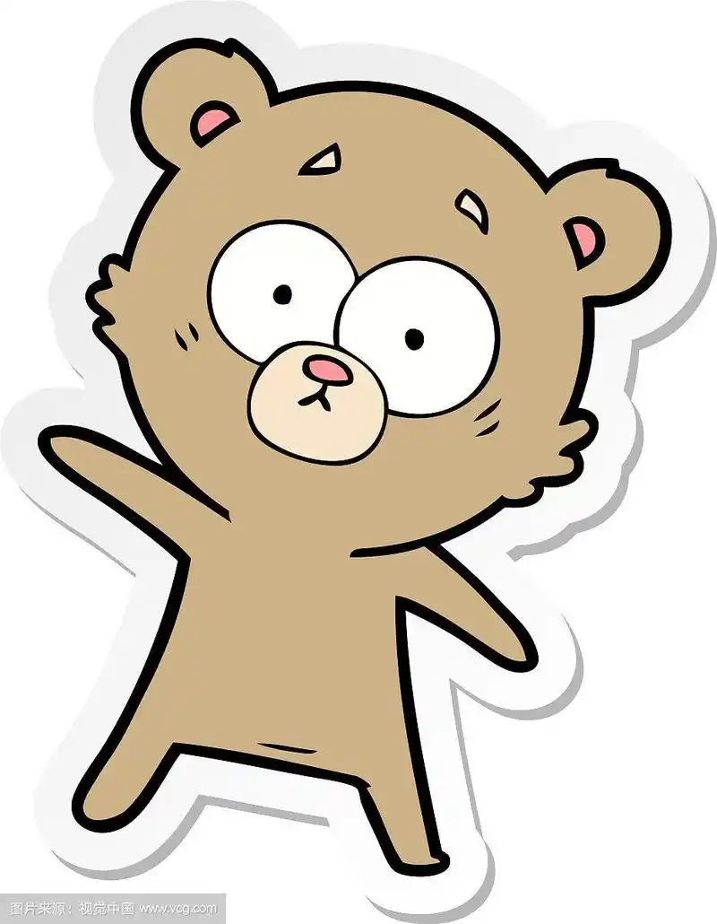 一个惊讶的熊卡通贴纸