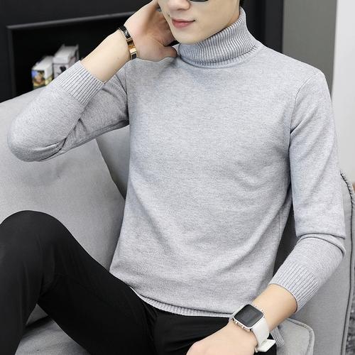休闲针织衫2023新款男潮流青少年学生内搭打底衫高领毛衣男秋冬季