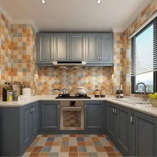 美式乡村厨卫五彩瓷砖 卫生间防滑地砖 厨房墙砖 浴室仿古砖 300